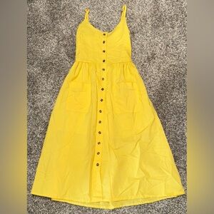 Angashion Women's Dress Spaghetti Strap Button Down Swing Midi Dress, Size S